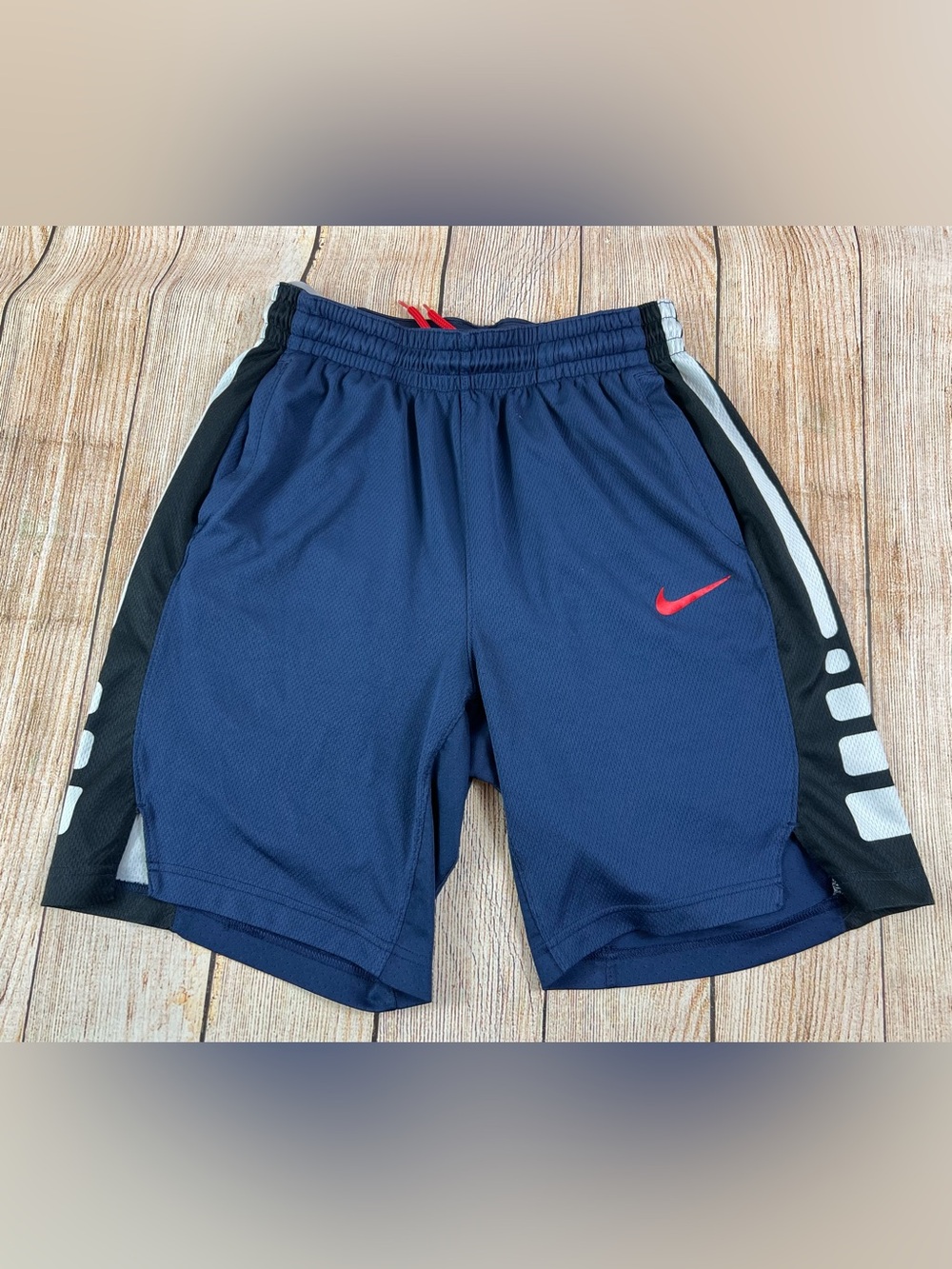 Mens Nike Elite Stripe Dri FIT Basketball Shorts Blue Red Size Medium